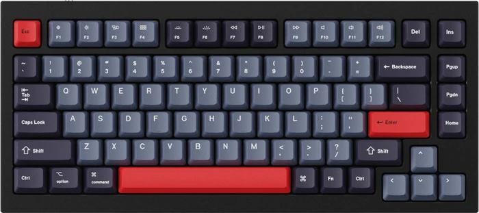 Keychron Q1/Q2/K2 OEM Dye-Sub Keycap-Set Dolch Red, Kunststoff (PBT), Dolch Red, grau/blau/schwarz/rot, 97 Tasten (83+14), ANSI-US