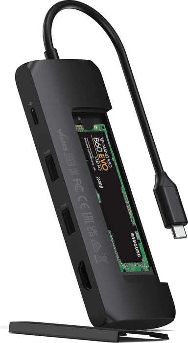 Satechi USB-C Hybrid Multiport-Adapter, schwarz, USB-C 3.0 [Stecker]