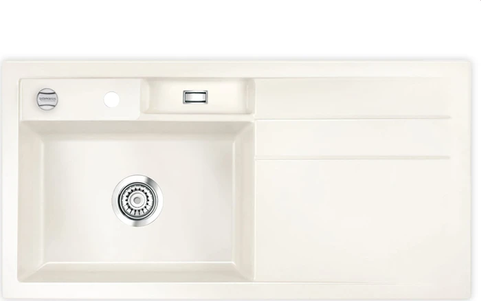 systemceram Bela 100 Einbau Becken links mit Ablauffernbedienung magnolie