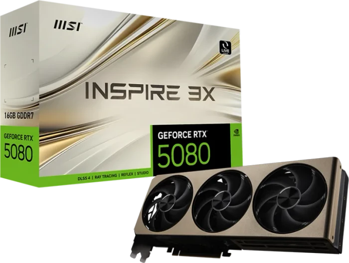 MSI GeForce RTX 5080 16G Inspire 3X, G5080-16I3, 16GB GDDR7, HDMI, 3x DP