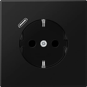 Jung SCHUKO-Steckdose mit USB-Ladegerät Safety+, graphitschwarz matt