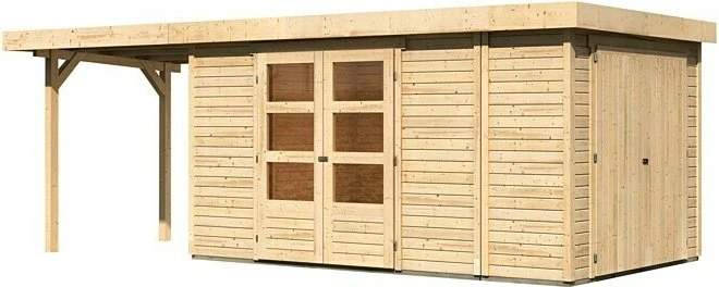 Karibu Retola 6 Gartenhaus inkl. Anbau 2.4m natur