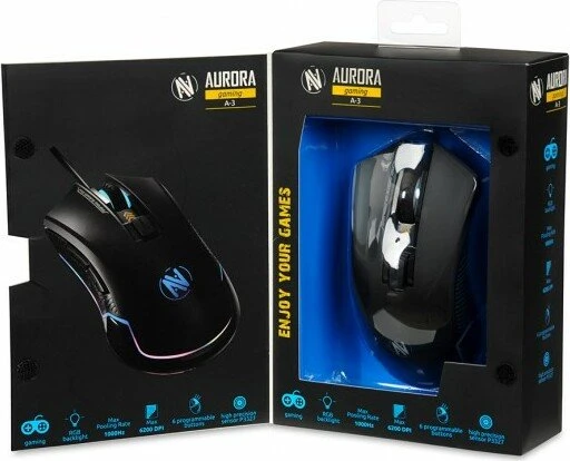iBox Aurora A-3 Gaming Mouse schwarz, USB