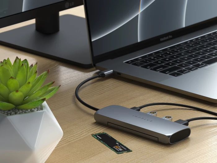 Satechi USB-C Hybrid Multiport-Adapter, grau, USB-C 3.0 [Stecker]