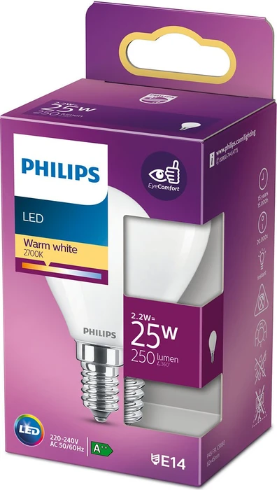 Philips Classic LED Tropfen E14 2.2-25W/827