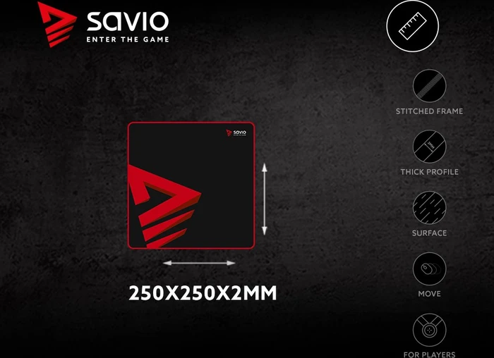 Savio Turbo Dynamic S Gaming Mauspad, schwarz/rot