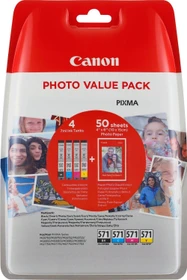 Canon Tinte CLI-571 Multipack schwarz/dreifarbig inkl. PP-201