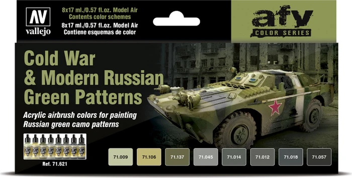 Vallejo Model Air afv Color Series Cold War & Modern Russian Green Patterns Farbset, 8-tlg.