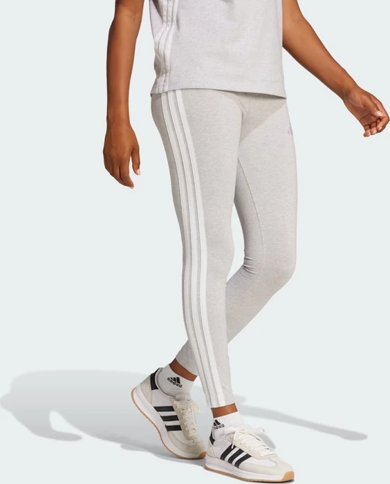 adidas Essentials 3-Streifen Cotton Leggings Hose lang light grey heather/white (Damen)