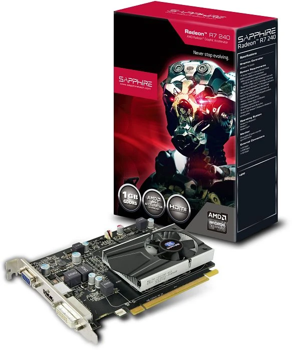 Sapphire Radeon R7 240, 1GB GDDR5, VGA, DVI, HDMI, lite retail