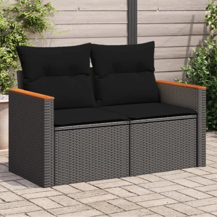 vidaXL Gartensofa mit Kissen 124cm 2-Sitzer schwarz