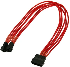 Nanoxia Molex auf 3-Pin Adapter, sleeved, 30cm, rot