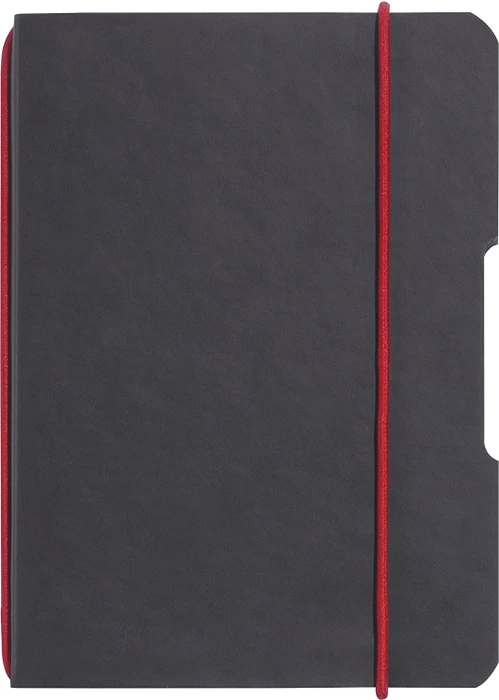 Herlitz my.book flex Notizheft, A5, kariert, Lederoptik-Wechselcover, anthrazit/rot, 40 Blatt