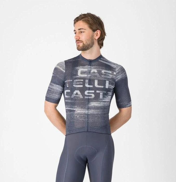 Castelli Stratus Logo Trikot kurzarm twilight blue/winter sky (Herren)