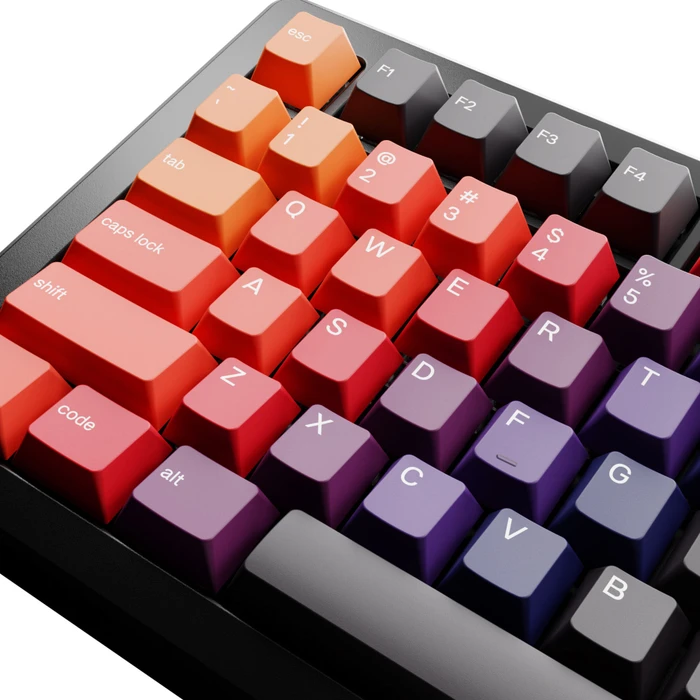 Glorious GPBT Gradient V2 Keycaps, Kunststoff (PBT), Celestial Fire, schwarz/rot, 131 Tasten, ANSI-US