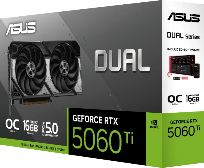 ASUS Dual GeForce RTX 5060 Ti OC, DUAL-RTX5060TI-O16G, 16GB GDDR7, HDMI, 3x DP