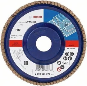 Bosch Professional X431 Standard for Metal Fächerschleifscheibe gerade K80, 125x22.23mm, 1 Stück