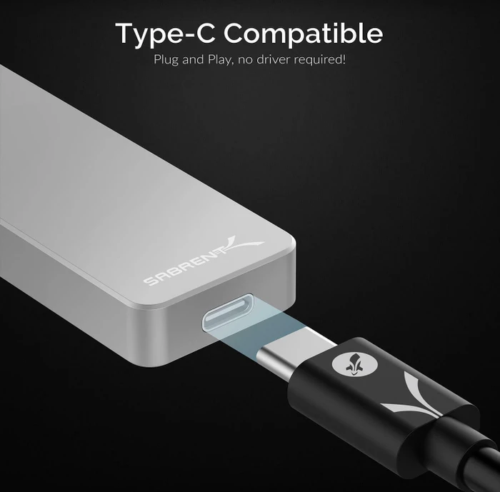 Sabrent Rocket Nano External Aluminium SSD, silber, 2TB, USB-C 3.1