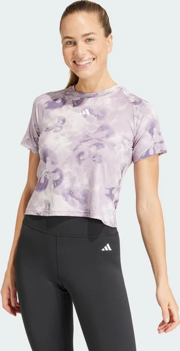 adidas Train Essentials AOP Flower Tie-Dye Funktionsshirt kurzarm putty mauve/preloved fig (Damen)