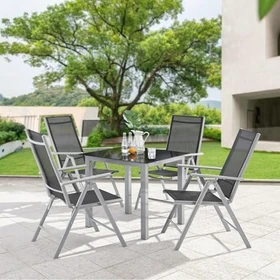 Juskys Milano Gartenmöbel-Set grau, 5-tlg.