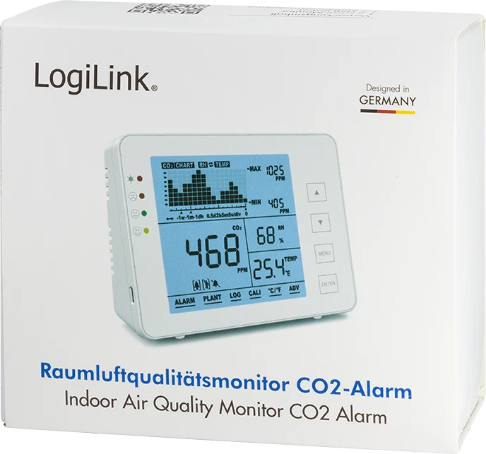 LogiLink Indoor Air Quality Monitor CO2 Alarm, CO2-Luftmessgerät