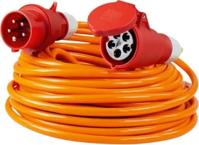 as-Schwabe Polyurethan CEE Verlängerungskabel 400V 16A IP44 H07BQ-F 3G1.5 mit Phasenwendestecker, orange, 10m
