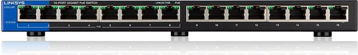 Linksys LGS100 Desktop Gigabit Switch, 16x RJ-45, 80W PoE+