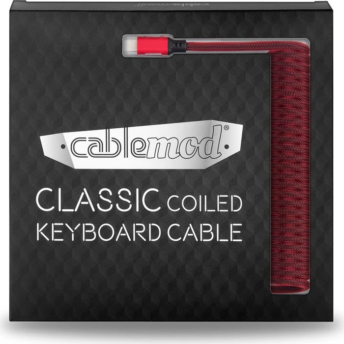 CableMod Classic Coiled Keyboard Cable USB Micro-B auf USB-A, Tastaturkabel (Spiral-Textilkabel), 1.5m, Republic Red