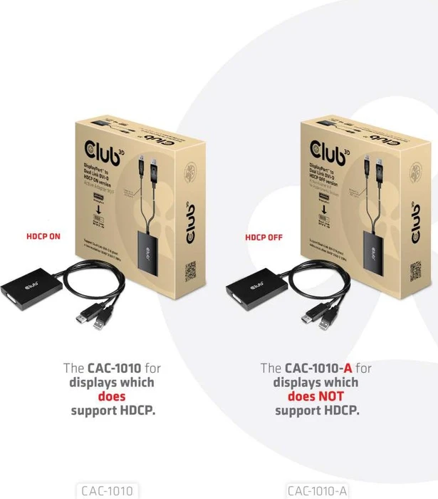 Club 3D aktiver DisplayPort/Dual-Link DVI Adapter, HDCP OFF Version, für Apple Cinema Displays