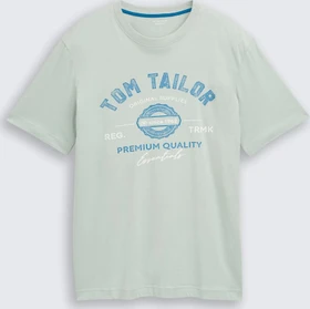 Tom Tailor Logo-Print T-Shirt kurzarm soft greyish green (Herren)