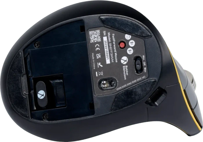 BakkerElkhuizen FastForward 3-Mode Vertical Mouse, dunkegrau, USB/Bluetooth