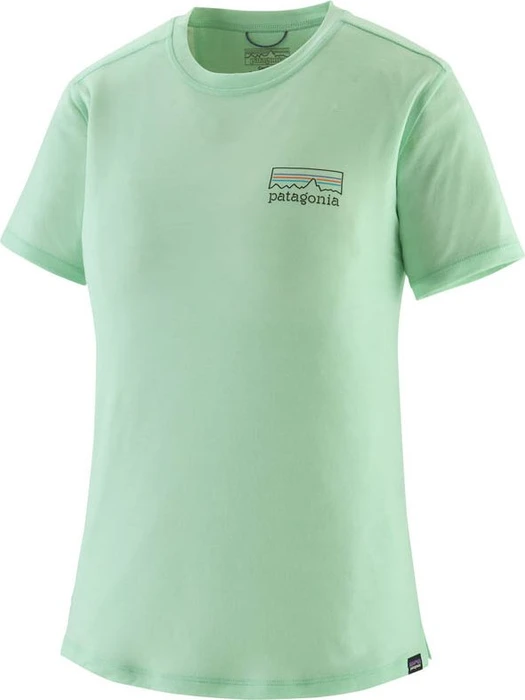 Patagonia Capilene Cool Merino Graphic Funktionsshirt kurzarm fitz roy strata: rinsed green (Damen)
