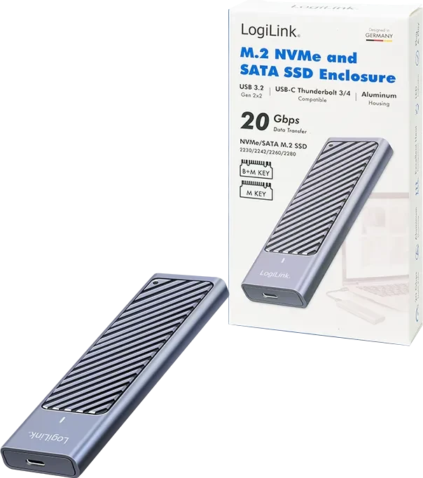 LogiLink externes Gehäuse, M.2 NVMe SSD, USB-C 3.2