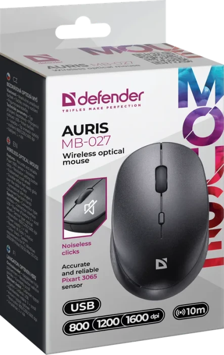 Defender Auris MB-027 Silent Wireless Optical Mouse schwarz, USB