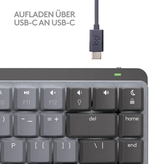 Logitech MX Mechanical Mini for Mac, Space Gray, LEDs weiß, Logi Bolt, Kailh Choc V2 LOW PROFILE BROWN, USB/Bluetooth, CH