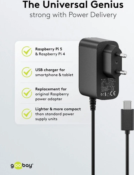 goobay Netzteil für Raspberry Pi 5, 27W, schwarz