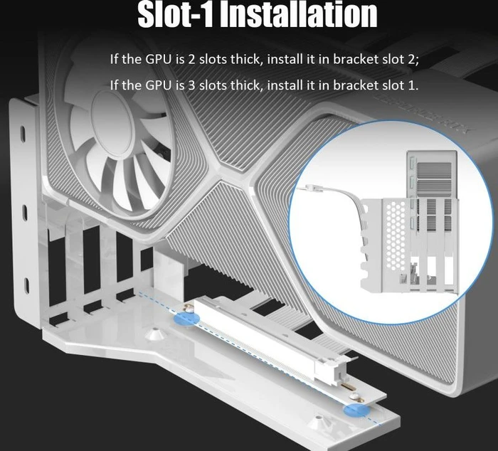 Glotrends Vertical Graphics Card Support Bracket, 3-Slot, gewinkelt, PCIe 5.0, 150mm, weiß