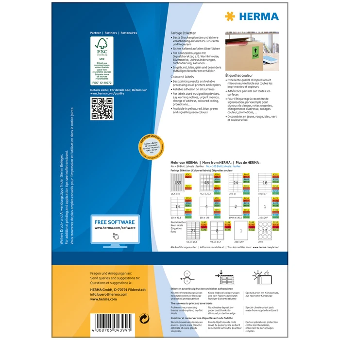 Herma Etiketten, A6, grün, 100 Blatt (400 Etiketten)