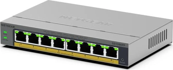 Netgear GS100 Desktop Gigabit Smart Switch, 8x RJ-45, 123W PoE+