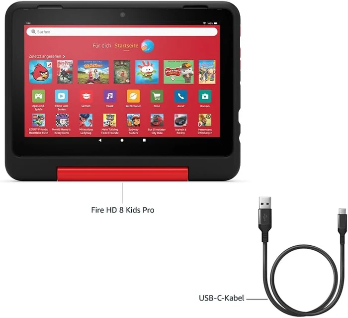 Amazon Fire HD 8 KFRAPWI 2024, ohne Werbung, schwarz/rot, 32GB, Marvel-Avengers-Design, Kids Pro Edition