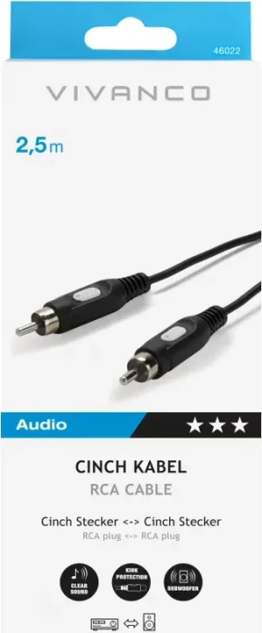 Vivanco 1x Cinch Stecker/1x Cinch Stecker, 2.5m