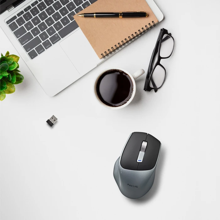 NGS Lush-RB Wireless Rechargeable Multi-Device Mouse schwarz/grau, USB/Bluetooth