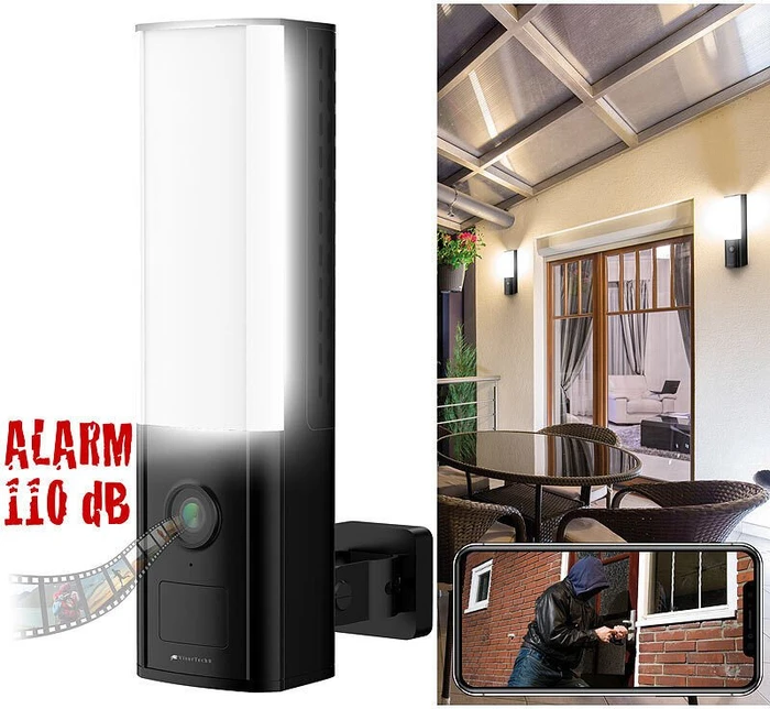 VisorTech NX-4612 2K Outdoor Kamera mit Beleuchtung
