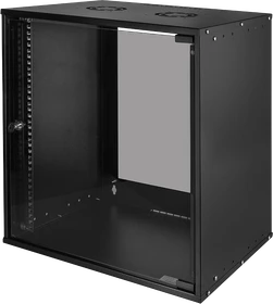 LogiLink 19" Wandschrank ECO 12HE, montiert, Sicherheitsglastür, schwarz, 400mm tief