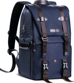 K&F Concept Kameratasche mit Regenschutz für 15,6-Zoll-Laptop, DSLR-Kameras dunkelblau