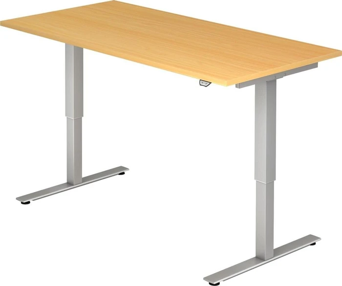 Hammerbacher Ergonomic Aktiv XMST16/6/S elektrisch höhenverstellbarer Sitz-Steh-Schreibtisch 160x80cm Buche/silber