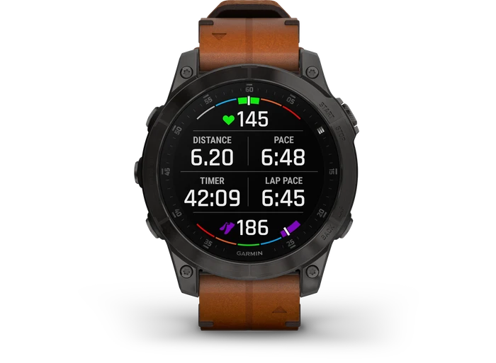 Garmin epix 2 Sapphire black titanium/chestnut leather