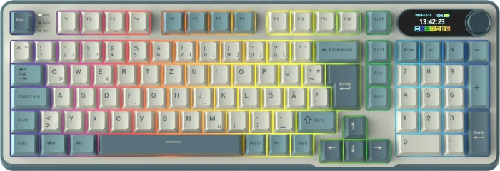 RK Royal Kludge S98, himmelblau, 96%, hot-swap, RK Linear Viridian, USB/Bluetooth, DE