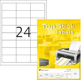 TopStick Etiketten Universal, 64.6x33.8mm, weiß, 100 Blatt (2400 Etiketten)