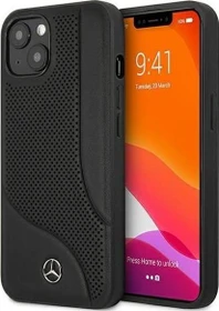 Mercedes-Benz Hard Cover Leather Perforated Area für Apple iPhone 13 Mini schwarz